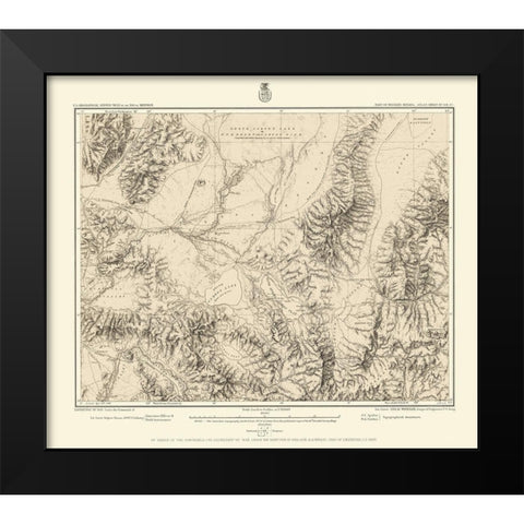 Western Nevada Geographical Sheet - US Army 1882 Black Modern Wood Framed Art Print by US Army