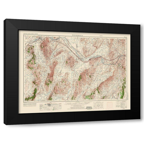 Winnemucca Nevada Quad - USGS 1955 Black Modern Wood Framed Art Print by USGS