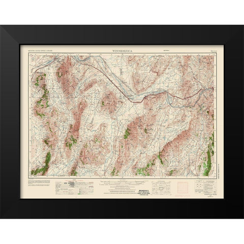 Winnemucca Nevada Quad - USGS 1955 Black Modern Wood Framed Art Print by USGS