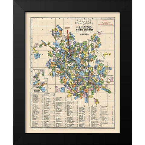Divide Mining District Landowner Nevada - Codd Black Modern Wood Framed Art Print by Codd
