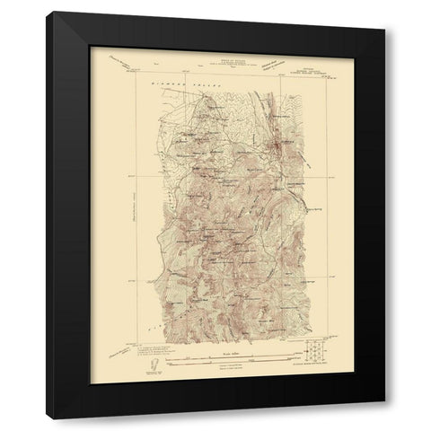 Eureka Mining District Nevada Sheet - USGS 1927 Black Modern Wood Framed Art Print by USGS