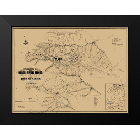 Austin Reese River Mine District Nevada Black Modern Wood Framed Art Print by Allardt