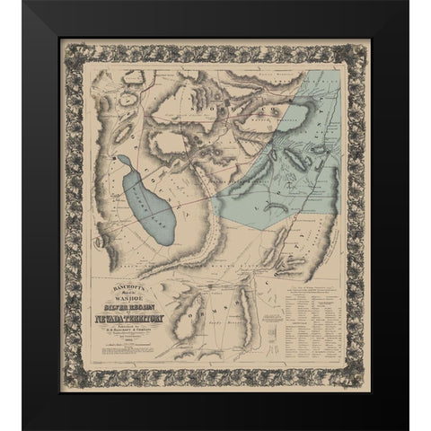 Washoe Silver Region Nevada - Bancroft 1862 Black Modern Wood Framed Art Print by Bancroft