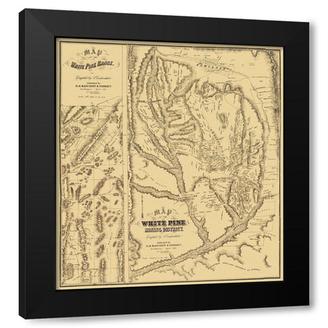 White Pine Range Mining Landowner NV Black Modern Wood Framed Art Print with Double Matting by Bancroft
