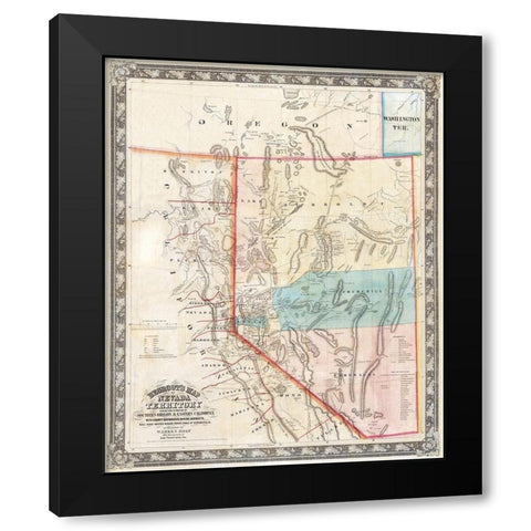 Nevada - Rand McNally 1897 Black Modern Wood Framed Art Print with Double Matting by Rand McNally