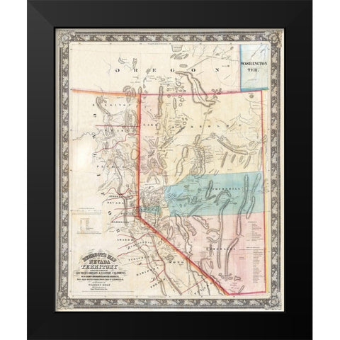 Nevada - Rand McNally 1897 Black Modern Wood Framed Art Print by Rand McNally