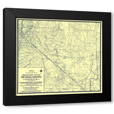 Prospectors Mining District Nevada - Denny 1905 Black Modern Wood Framed Art Print by Denny