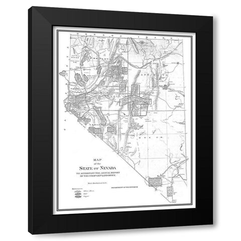 Nevada - Dept of Interior 1866 Black Modern Wood Framed Art Print by DOI
