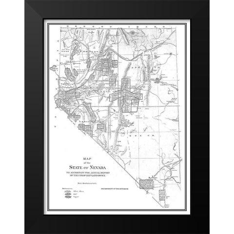 Nevada - Dept of Interior 1866 Black Modern Wood Framed Art Print by DOI