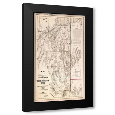 Nevada Southern Nevada - Hamel 1869 Black Modern Wood Framed Art Print by Hamel
