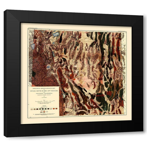 Nevada S 40th Parallel Nevada - Spurr 1903 Black Modern Wood Framed Art Print with Double Matting by Spurr