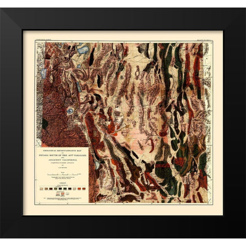 Nevada S 40th Parallel Nevada - Spurr 1903 Black Modern Wood Framed Art Print by Spurr