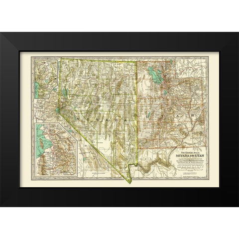 Nevada, Utah - Matthews 1807 Black Modern Wood Framed Art Print by Matthews