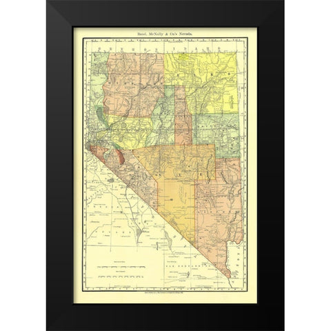 Nevada - Rand McNally 1893 Black Modern Wood Framed Art Print by Rand McNally