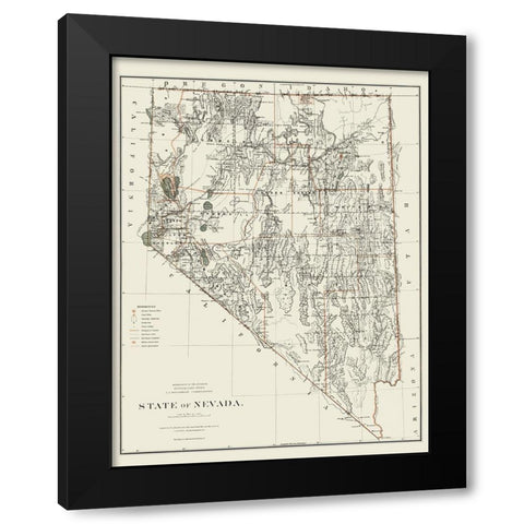 Nevada - USGLO 1879 Black Modern Wood Framed Art Print with Double Matting by USGLO