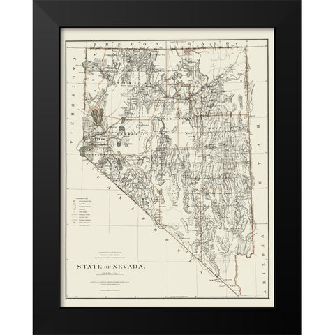 Nevada - USGLO 1879 Black Modern Wood Framed Art Print by USGLO