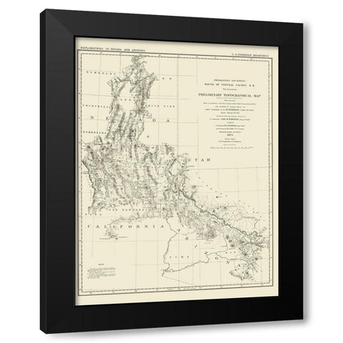 Explorations Nevada Arizona - Wheeler 1871 Black Modern Wood Framed Art Print with Double Matting by Wheeler