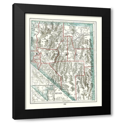 Nevada - Rathbun 1893 Black Modern Wood Framed Art Print by Rathbun