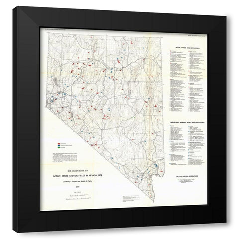Active Mines Oil Fields Nevada Mines - Payne 1976 Black Modern Wood Framed Art Print with Double Matting by Payne