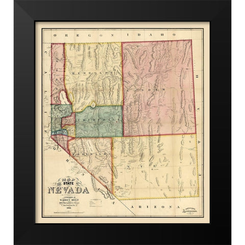 Nevada - Holt 1866  Black Modern Wood Framed Art Print by Holt