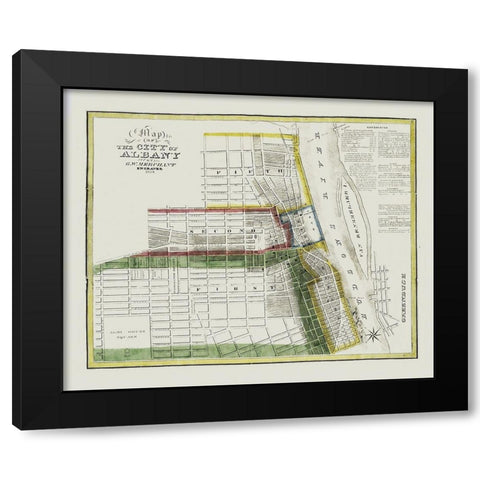 Albany New York - Merchant 1828 Black Modern Wood Framed Art Print with Double Matting by Merchant