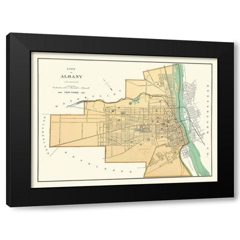 Albany New York - Andrews 1895 Black Modern Wood Framed Art Print with Double Matting by Andrews