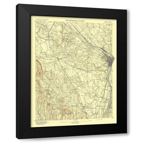 Albany New York Sheet - USGS 1893 Black Modern Wood Framed Art Print by USGS