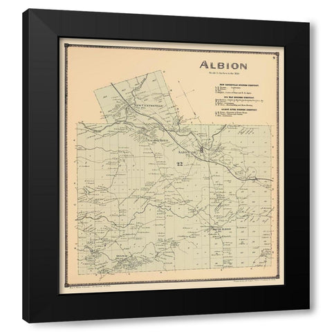 Albion New York Landowner - Stone 1867 Black Modern Wood Framed Art Print with Double Matting by Stone