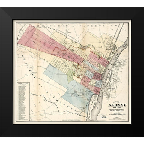 Albany New York - Bingham 1877  Black Modern Wood Framed Art Print by Bingham
