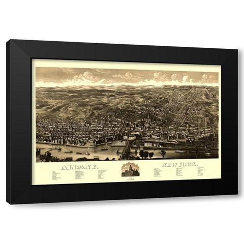 Albany New York -1879 Black Modern Wood Framed Art Print with Double Matting by Unknown