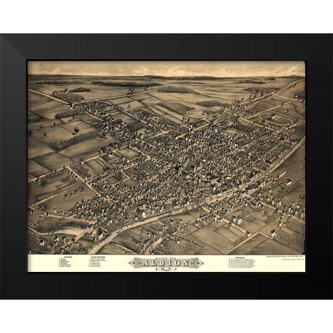 Albion New York - Rowley 1880  Black Modern Wood Framed Art Print by Rowley