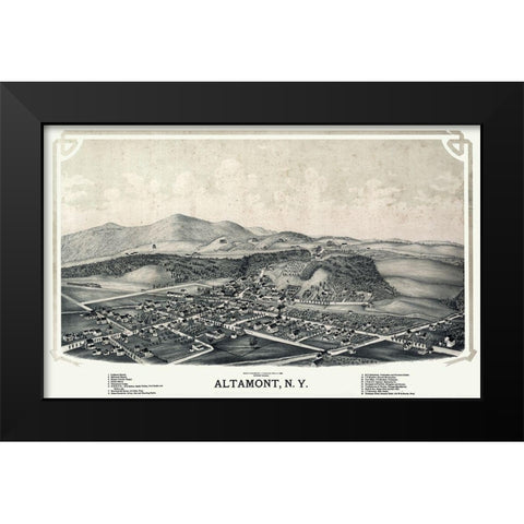 Altamont New York - Burleigh 1889  Black Modern Wood Framed Art Print by Burleigh