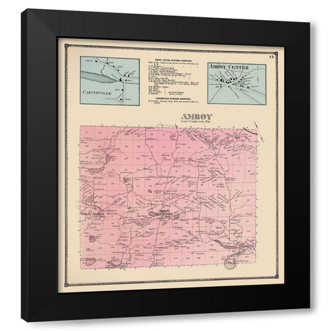 Amboy New York Landowner - Stone 1867 Black Modern Wood Framed Art Print with Double Matting by Stone