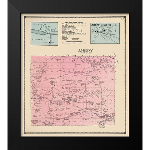 Amboy New York Landowner - Stone 1867 Black Modern Wood Framed Art Print by Stone