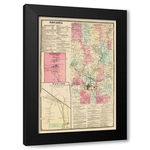 Arcadia New York Landowner - Beers 1874 Black Modern Wood Framed Art Print by Beers