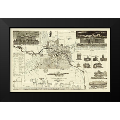 Auburn New York Landowner - Hagaman 1837 Black Modern Wood Framed Art Print by Hagaman