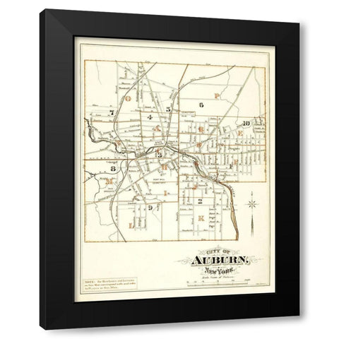 Auburn New York - Mac Cormac 1875 Black Modern Wood Framed Art Print with Double Matting by Mac Cormac
