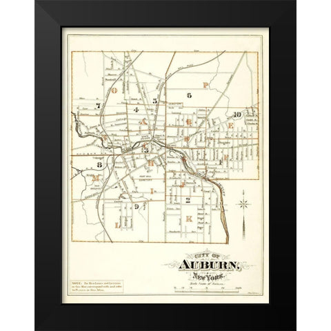 Auburn New York - Mac Cormac 1875 Black Modern Wood Framed Art Print by Mac Cormac