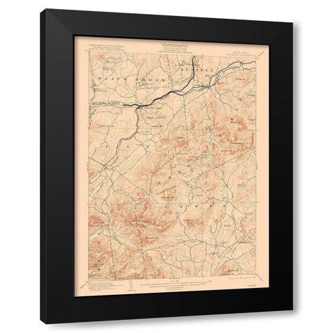 Ausable New York Quad - USGS 1903 Black Modern Wood Framed Art Print with Double Matting by USGS