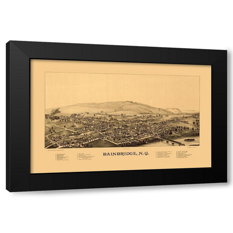 Bainbridge New York - Burleigh 1889  Black Modern Wood Framed Art Print with Double Matting by Burleigh