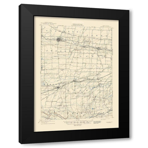 Bergen New York Quad - USGS 1899 Black Modern Wood Framed Art Print with Double Matting by USGS