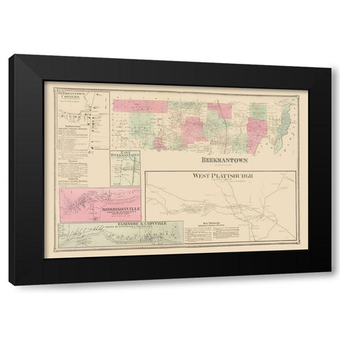 Beekmantown New York Landowner - Beers 1869 Black Modern Wood Framed Art Print with Double Matting by Beers