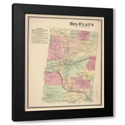 Big Flats New York Landowner - Beers 1869 Black Modern Wood Framed Art Print by Beers