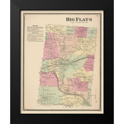 Big Flats New York Landowner - Beers 1869 Black Modern Wood Framed Art Print by Beers