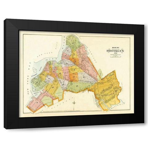 Brooklyn, Unionville New York - Robinson 1890 Black Modern Wood Framed Art Print with Double Matting by Robinson
