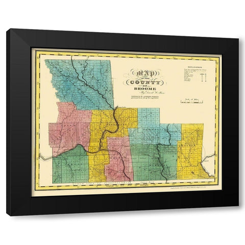 Broome New York Landowner - Burr 1829 Black Modern Wood Framed Art Print by Burr