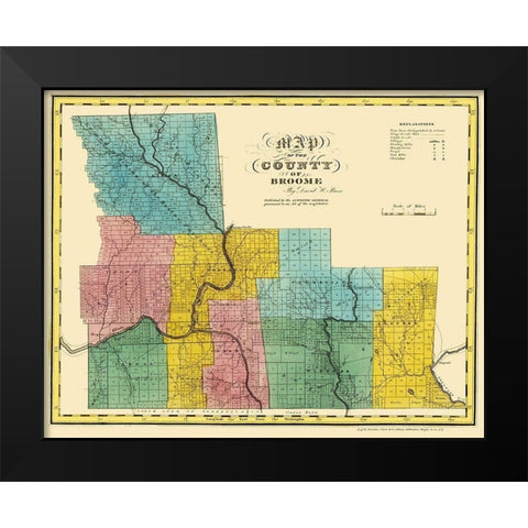 Broome New York Landowner - Burr 1829 Black Modern Wood Framed Art Print by Burr