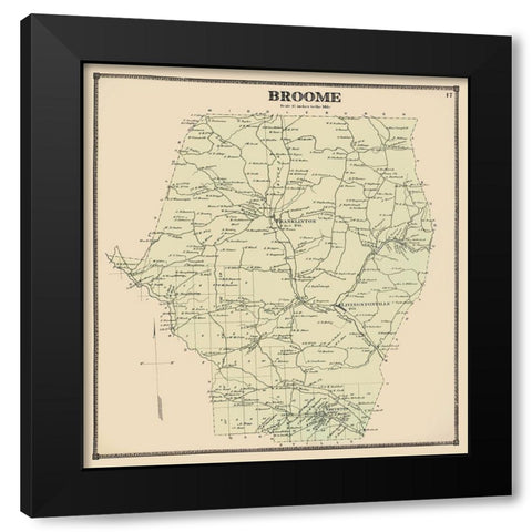 Broome New York Landowner - Beers 1866 Black Modern Wood Framed Art Print with Double Matting by Beers