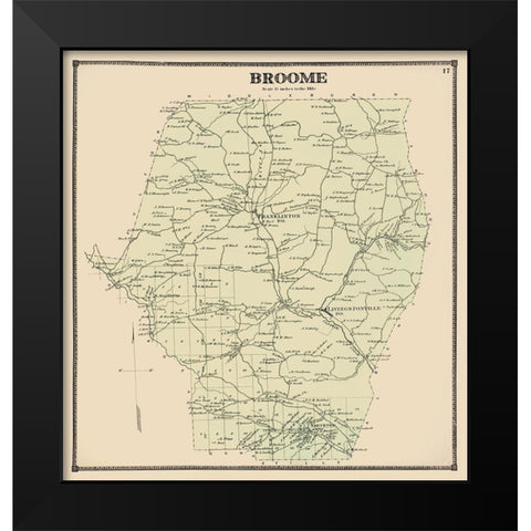 Broome New York Landowner - Beers 1866 Black Modern Wood Framed Art Print by Beers