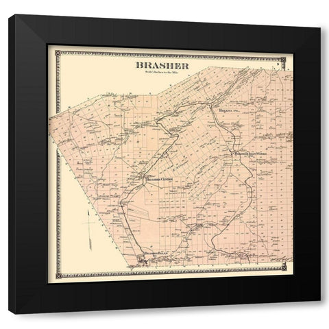 Brasher New York Landowner - Stone 1865 Black Modern Wood Framed Art Print by Stone